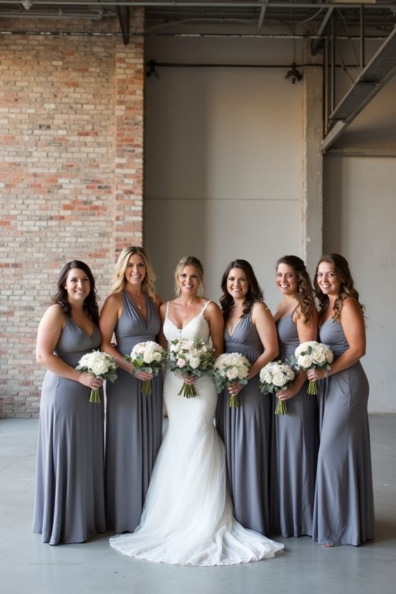 modern industrial bridesmaid elegance
