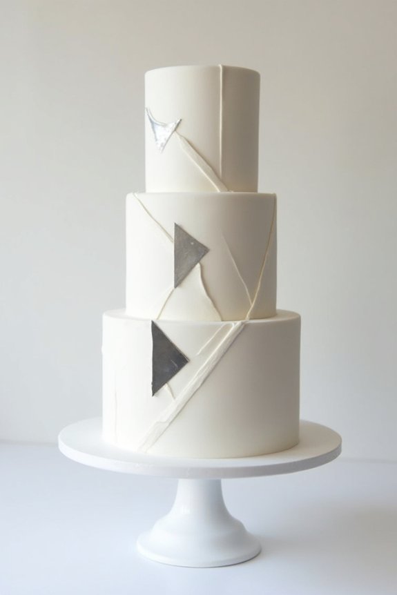 modern silver geometric cakes