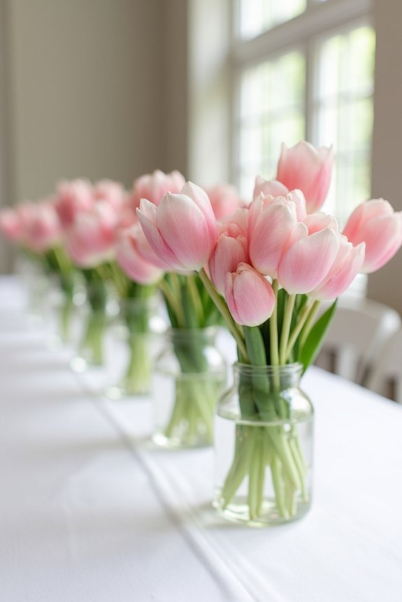 monochromatic tulip centerpiece arrangements