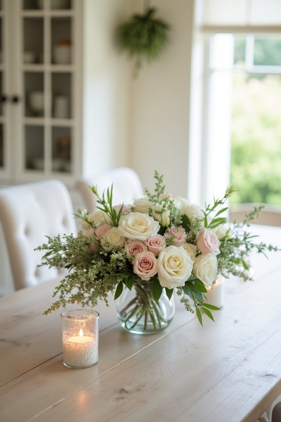 muted floral garden centerpieces
