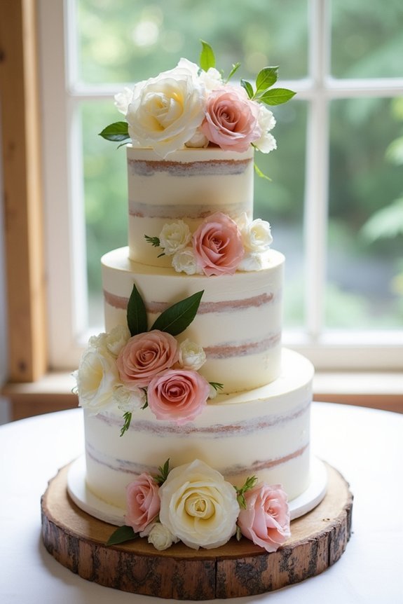 naked cake with flowers