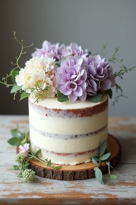 naked cakes with hydrangeas
