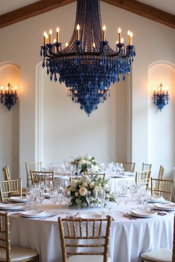 navy lighting enhances elegance