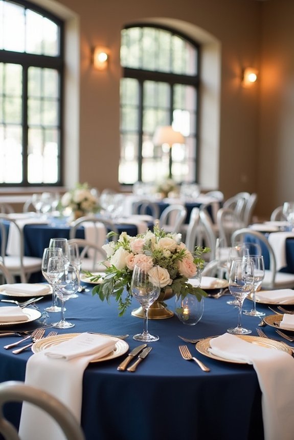 navy reception layout elegance