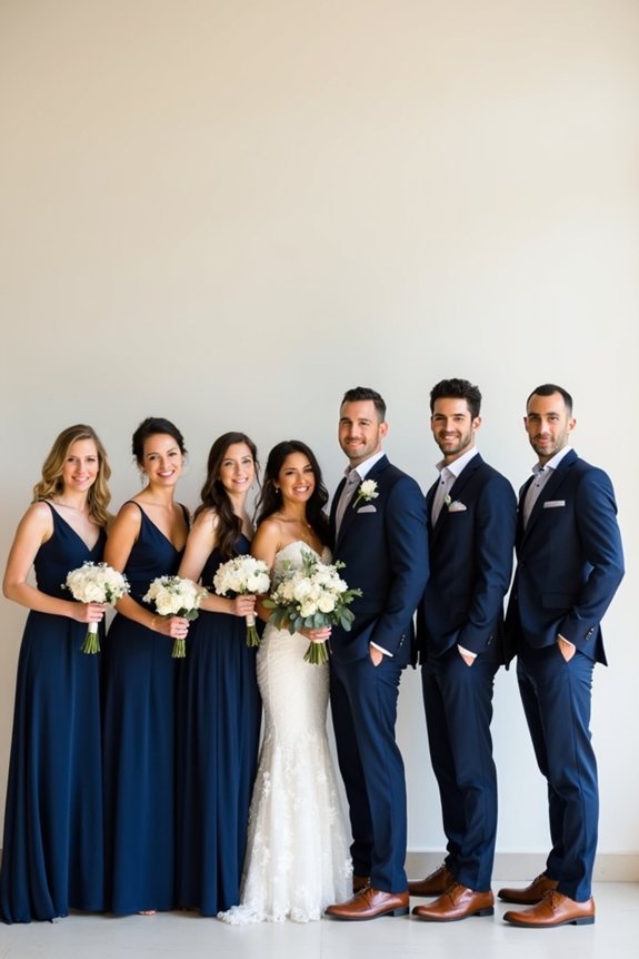 navy wedding party attire