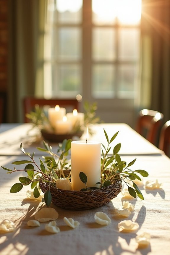 olive branches and candles