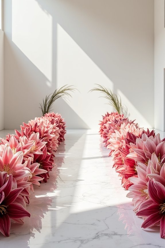 ombre lily aisle arrangement