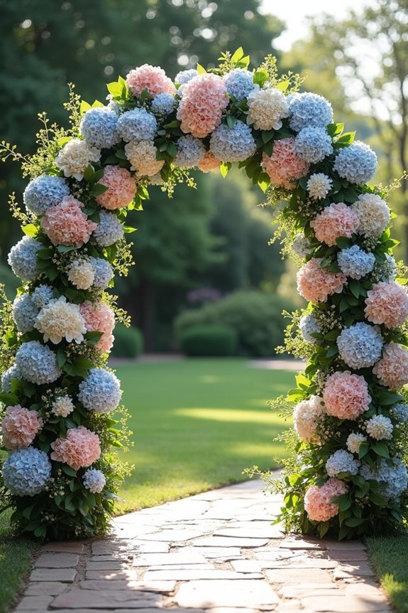 overflowing hydrangea arch elegance
