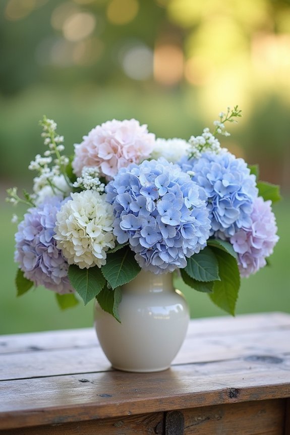 overflowing hydrangea arrangements ideas
