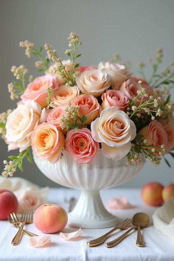 overflowing peach fruit centerpieces