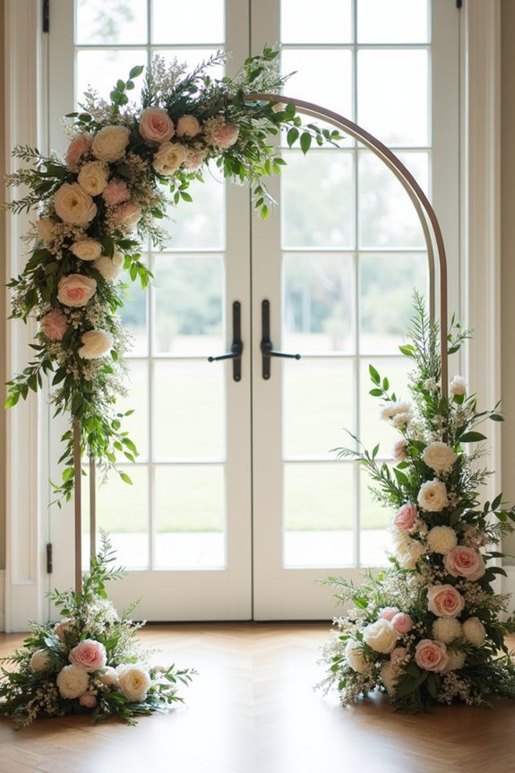 peonies adorn ceremony arch
