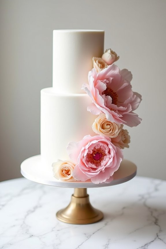 peonies as cake decoration
