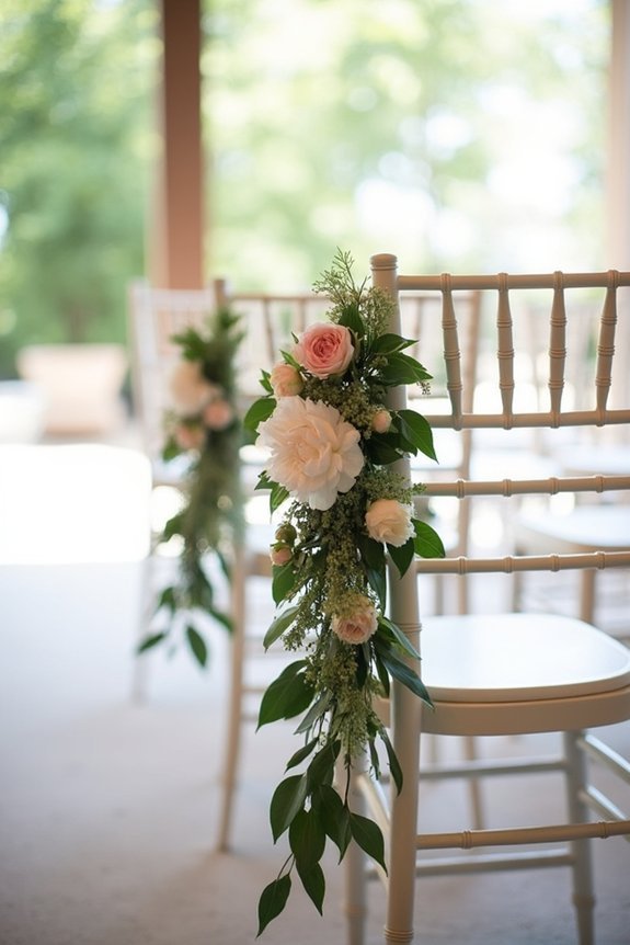 peony garlands enhance ceremony decor