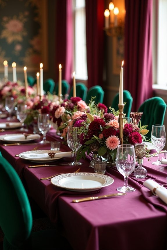 plum and emerald wedding palette