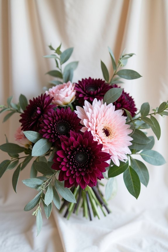 plum florals and greenery combinations