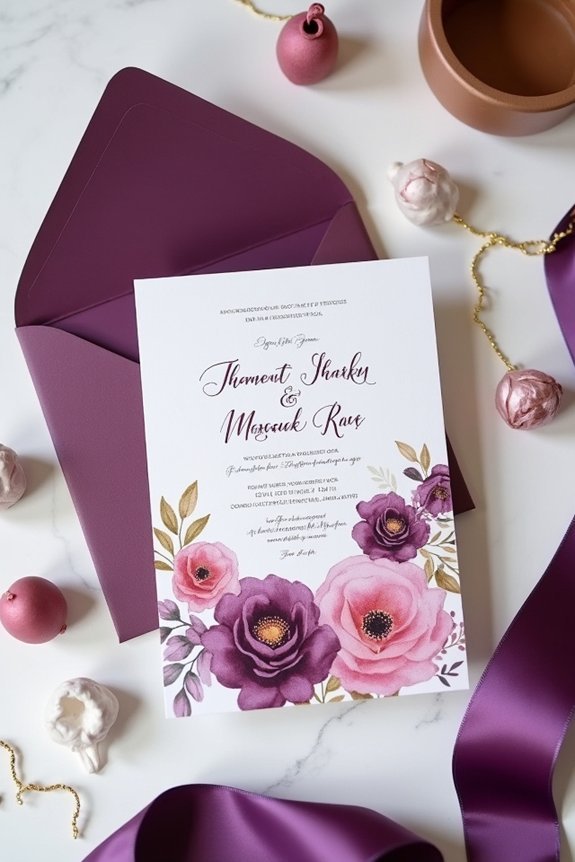 plum wedding stationery elegance