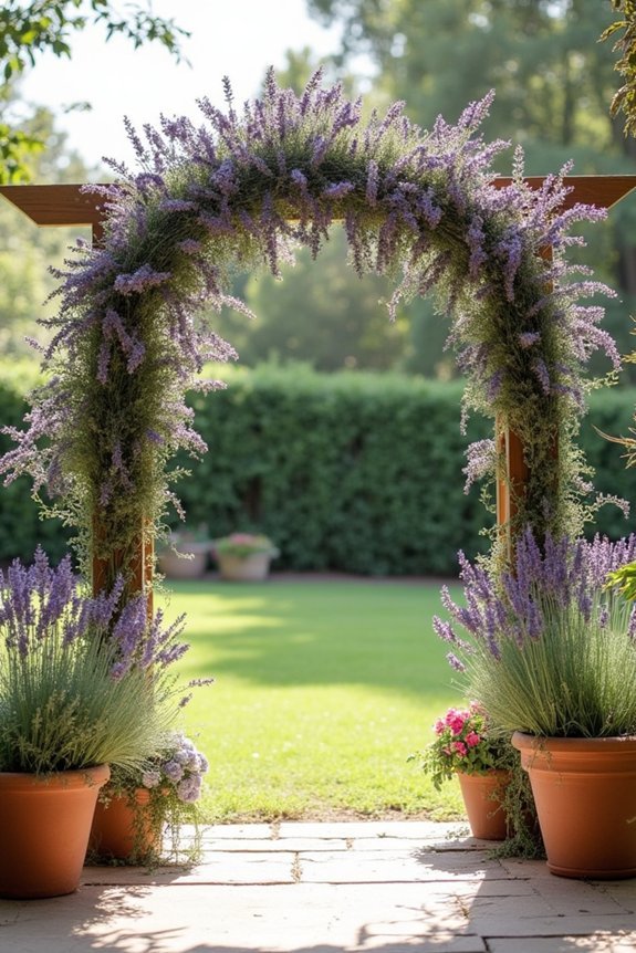 potted lavender enhances garden aesthetics