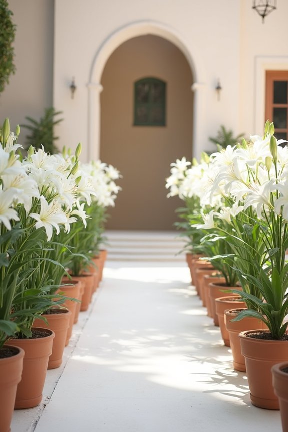 potted lilies as favors