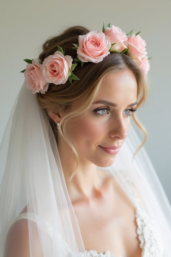 romantic blush rose crown
