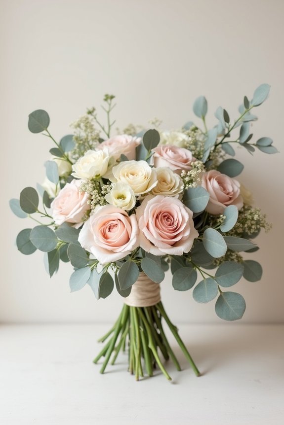 romantic bouquets with eucalyptus