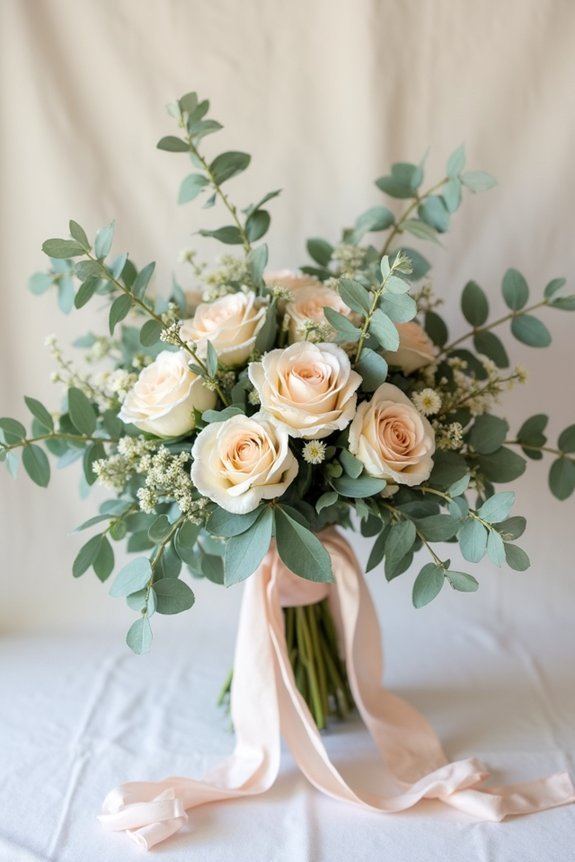 romantic eucalyptus garden roses