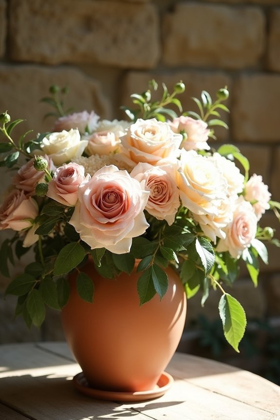 romantic garden roses arrangement