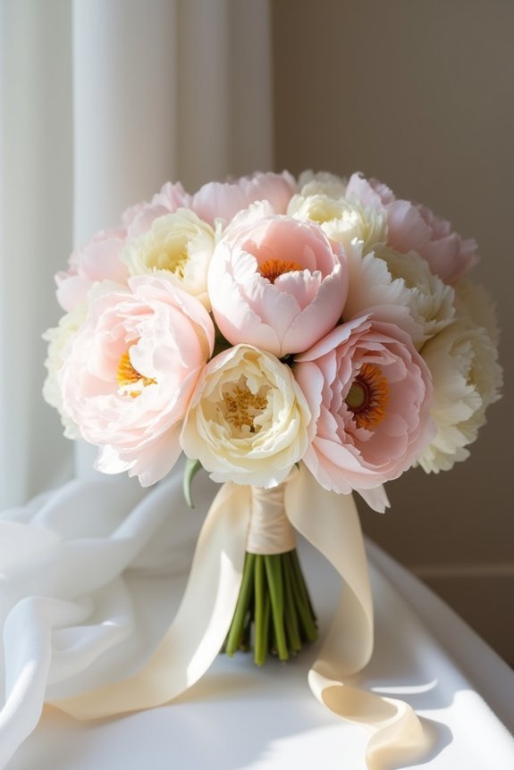 romantic lush peony arrangements