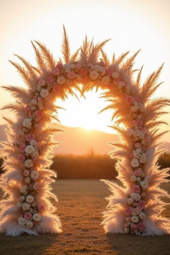 romantic pampas grass arches