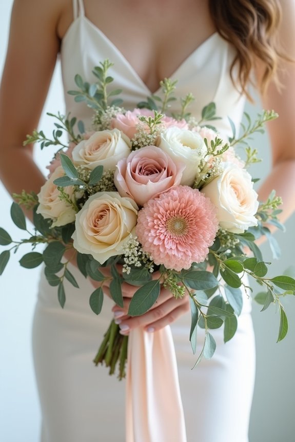 romantic pastel bridesmaid bouquets
