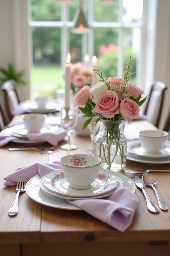 romantic pastel floral tablescape