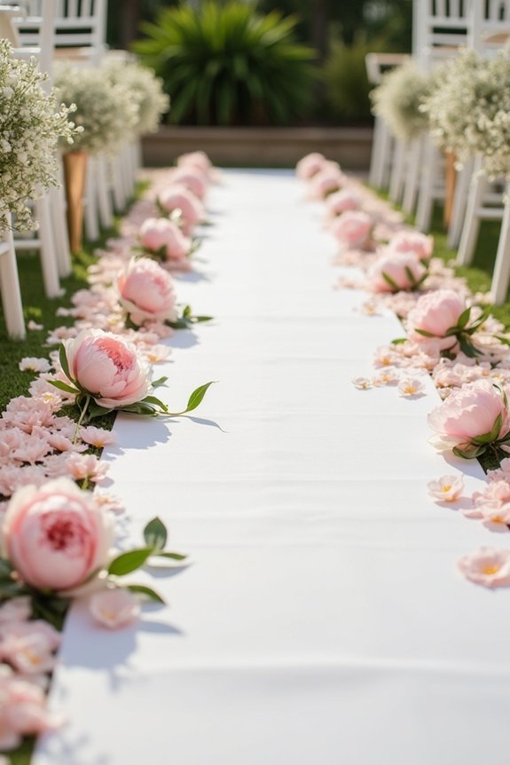 romantic peony petal aisle
