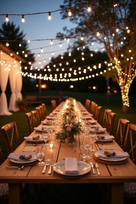 romantic wedding reception lighting