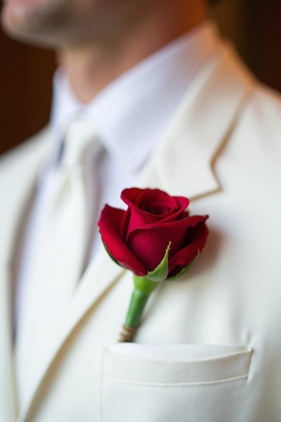 rose boutonniere elevates attire