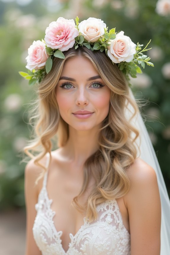 rose crown wedding aesthetics