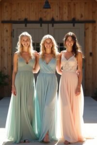 rustic bridesmaid dresses outdoors