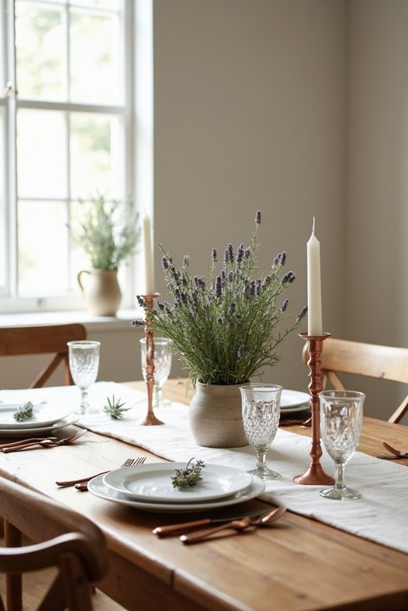 rustic tables with herbs