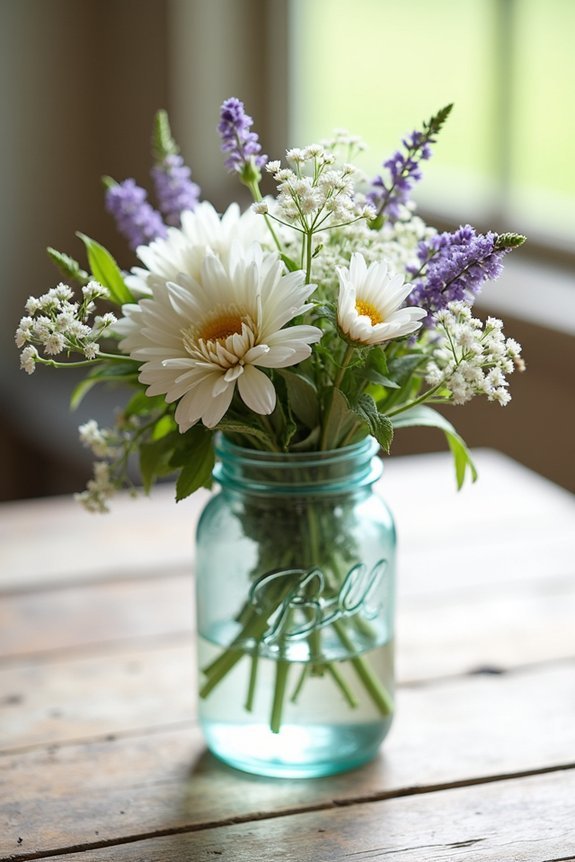 rustic wildflower mason jar centerpieces