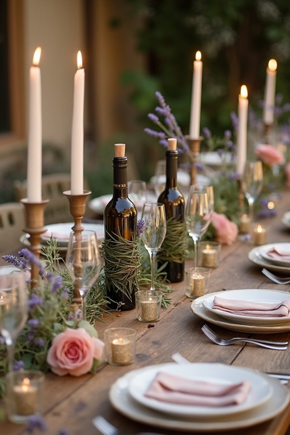 rustic wine and greenery