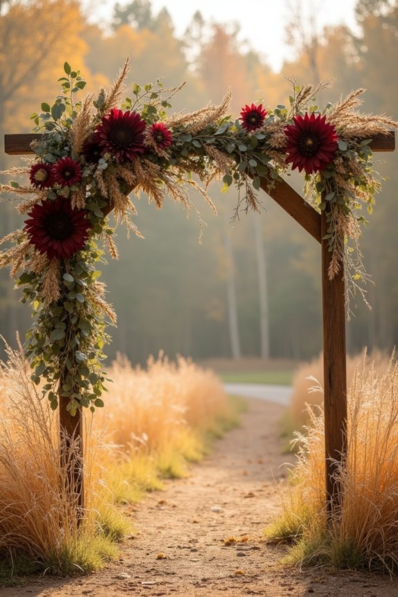 rustic wood and greenery arch