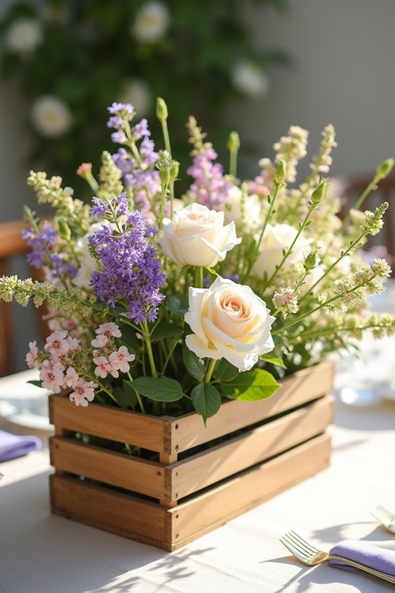 rustic wooden crate centerpieces