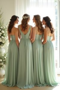 sage green bridesmaid dress selection