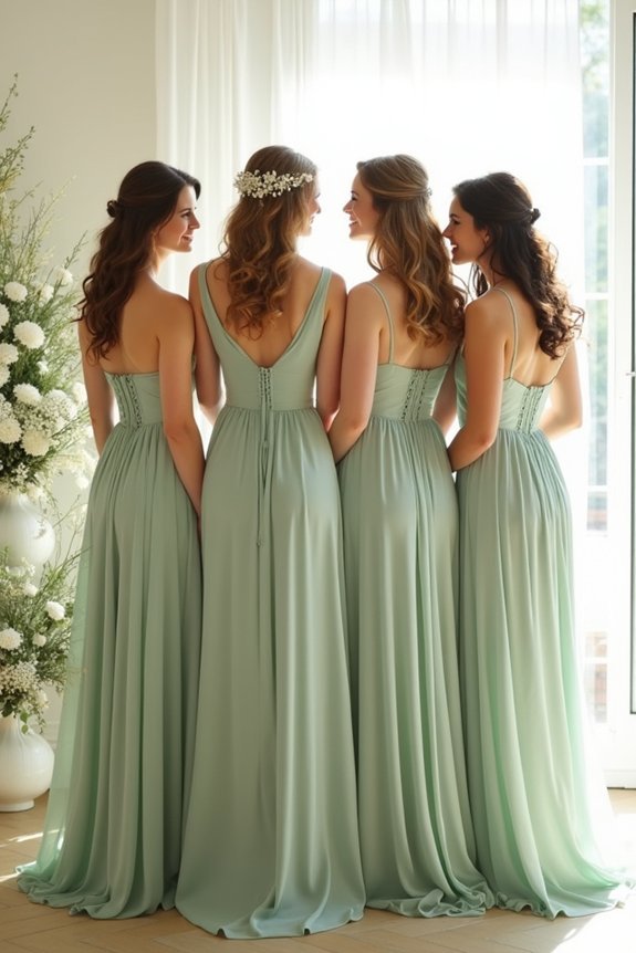 sage green bridesmaid dress selection