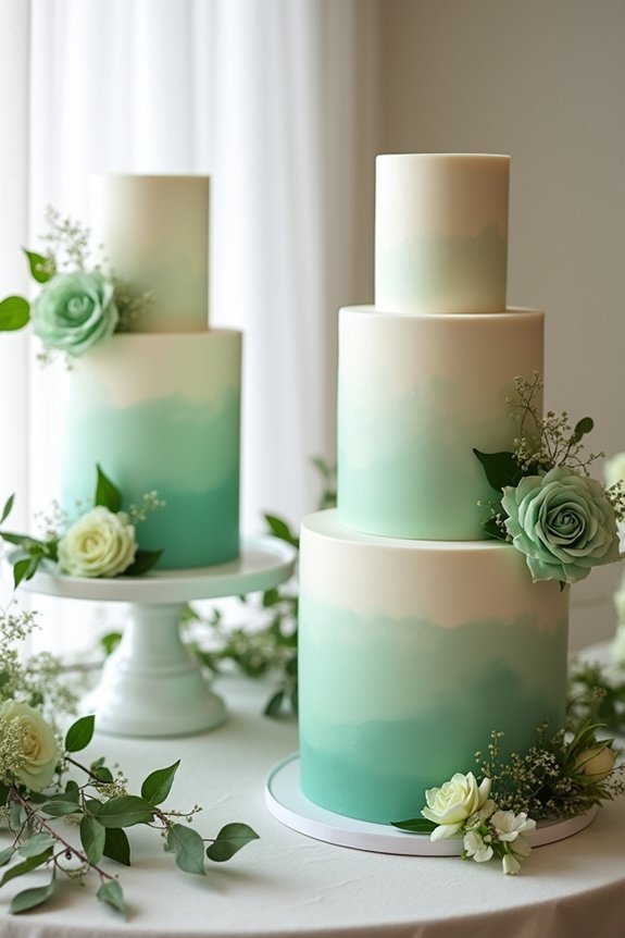 sage green elegant dessert displays