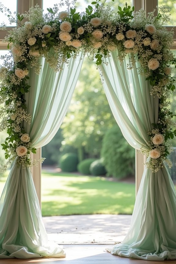 sage green white florals