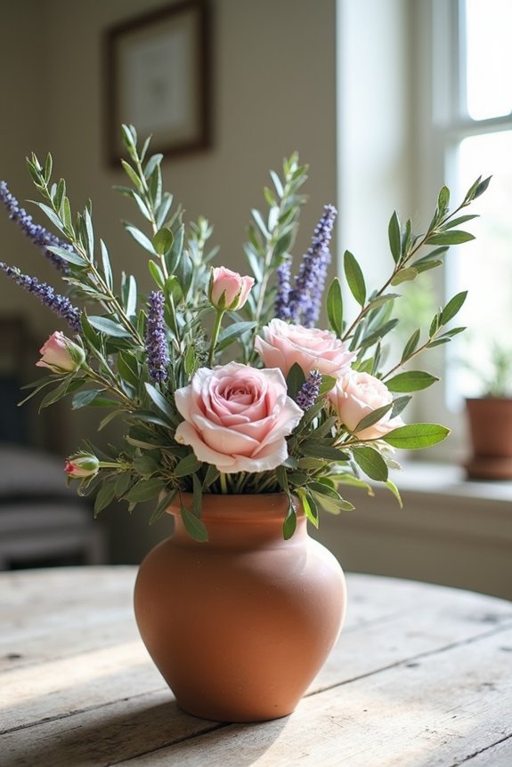 seasonal blooms in terracotta