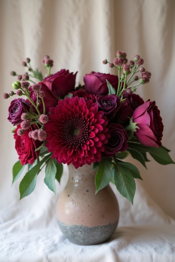 seasonal burgundy flower selection