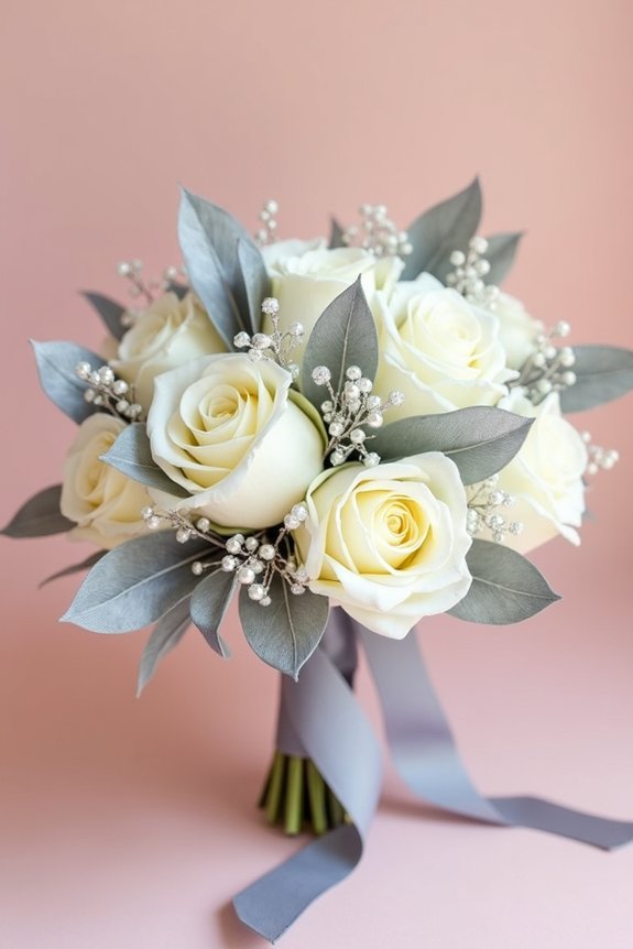 silver wedding bouquet ideas