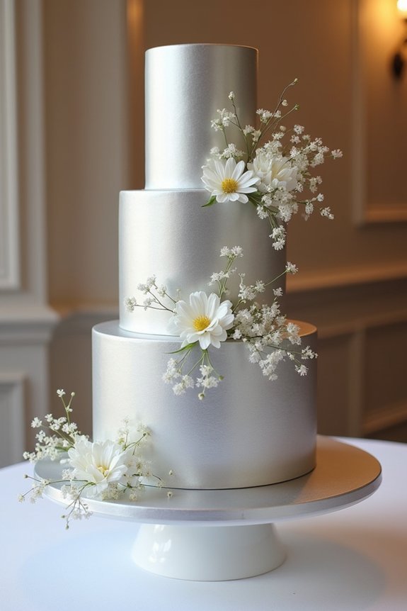 silver wedding cake elegance