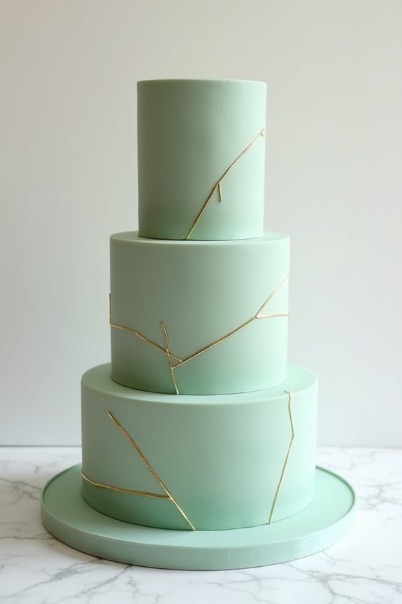 sleek sage cake elegance