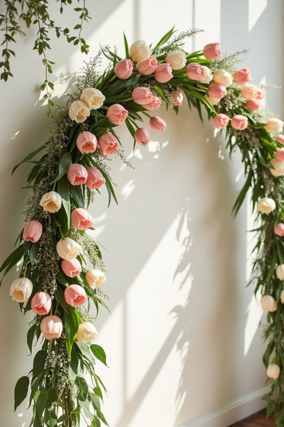 soft pastel tulip arches